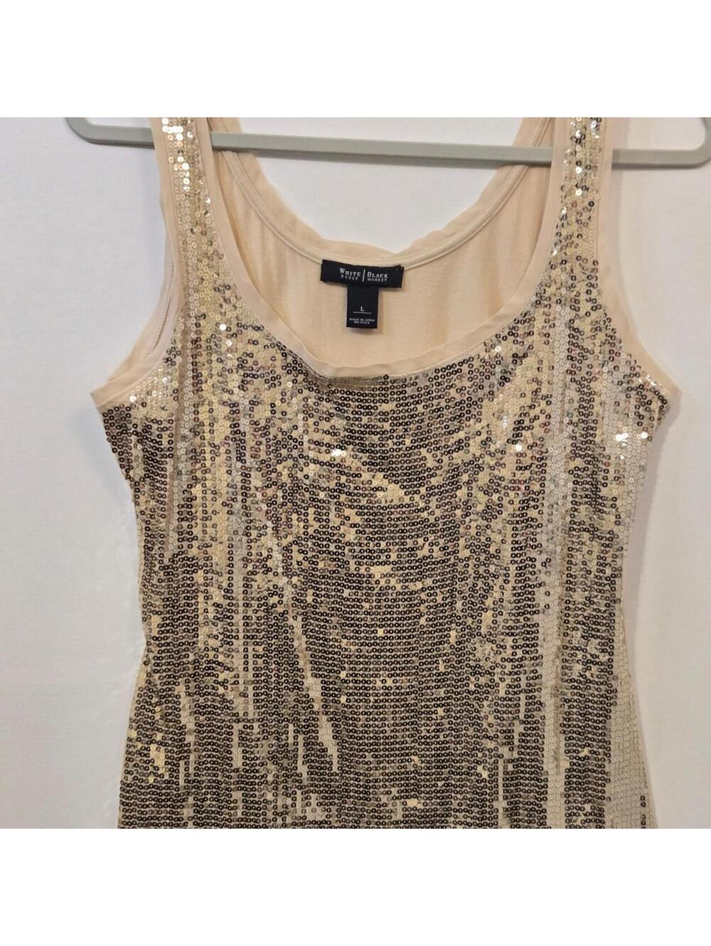 White House Black Market Women's Gold and Tan Vests-tanks-cami